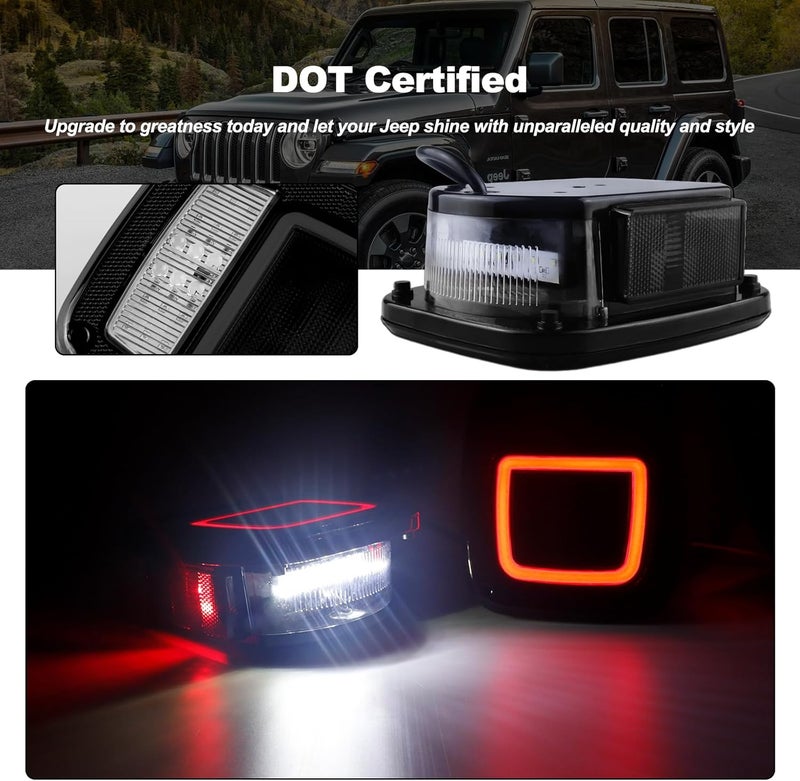 XtraGlow Smoked Halo Tail Lights Square Rear Combination Tail Lights Lamps Assembly Replacement for 1979-2006 Wrangler TJ YJ CJ5 CJ7 with Passenger and Driver Side Marker Stop Turn Signal Brake Lights, 2Pcs - Image 2